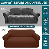 Granbest High Stretch Sofa Cover 3 Seater Jacquard Spandex Non Slip Coffee view 5