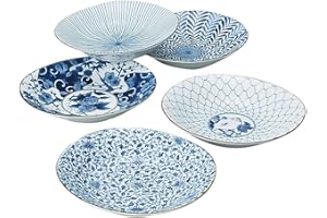 Liphontcta Japanese Ai-e (Ukiyo-e) Indigo Patterns Porcelain Plates Garden Sculpture Outdoor Decoration