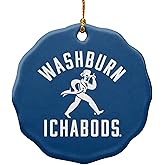GRAPHICS & MORE Washburn University Ichabods Logo Porcelain Scalloped Holiday Christmas Tree Ornament - 2.8" (7.1 cm)