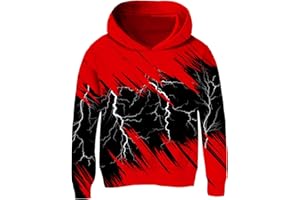 Kinberr Boys Girls Fleece Hoodies 3D Printed Pullovers Novelty Hooded Sweatshirts with Big Pocket 5-16 Years