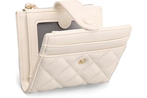 GAEKEAO Small Wallet for Women Slim Bifold Leather RFID Blocking Credit Card Holder Wallets Zipper Pocket Coin Purse with ID Window