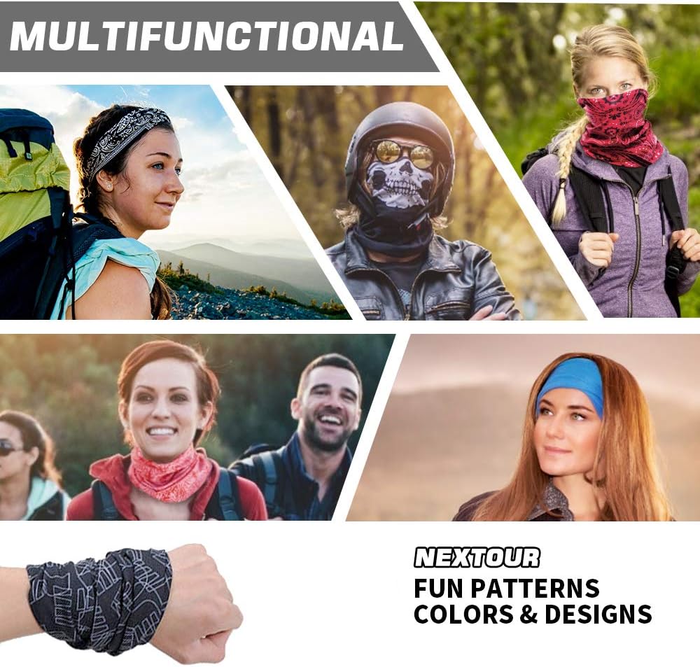 Headwear, Head Wrap, Neck Gaiter, Headband, Fishing Mask, Magic Scarf, Tube Mask, Face Bandana Mask, Neck Balaclava and Sport Scarf 12 in 1 Sweatband for Fishing, Hiking, Running, Motorcycling : Clothing