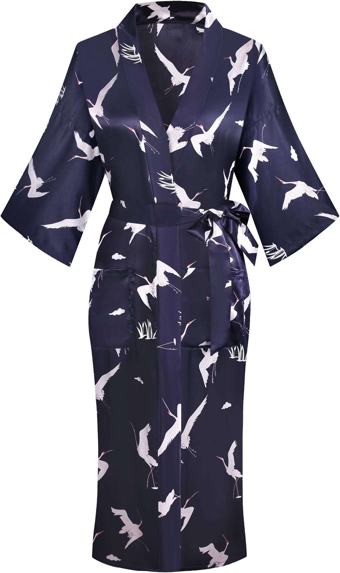 Valennia Floral Pattern Kimono Robe Long Bathrobe For Women