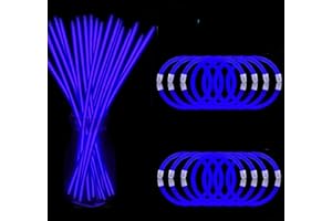 NUDALA 200 Pcs Blue Glow Sticks Bracelet Necklaces Bulk Glow in The Dark Party Supplies 8” Light Stick Pack with Connectors for Easter 4th of July Party Favors Christmas Birthday Carnival