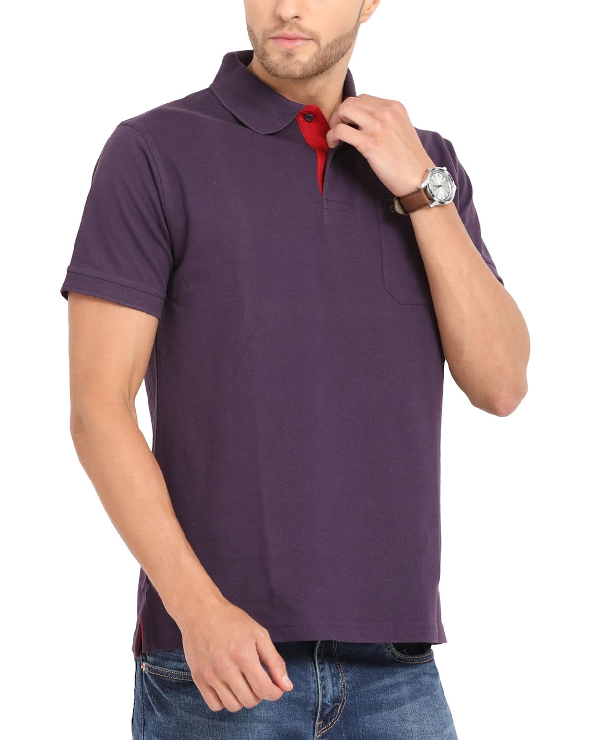 purple half sleeve casual polo t-shirt for men by classic polo
