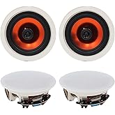 Herdio 4 Inch 480 Watts High Power Ceiling Speakers - Flush Mount, Crisp Sound for Home Theater, Living Room, Office, Kitchen & Covered Patio(2 Paris