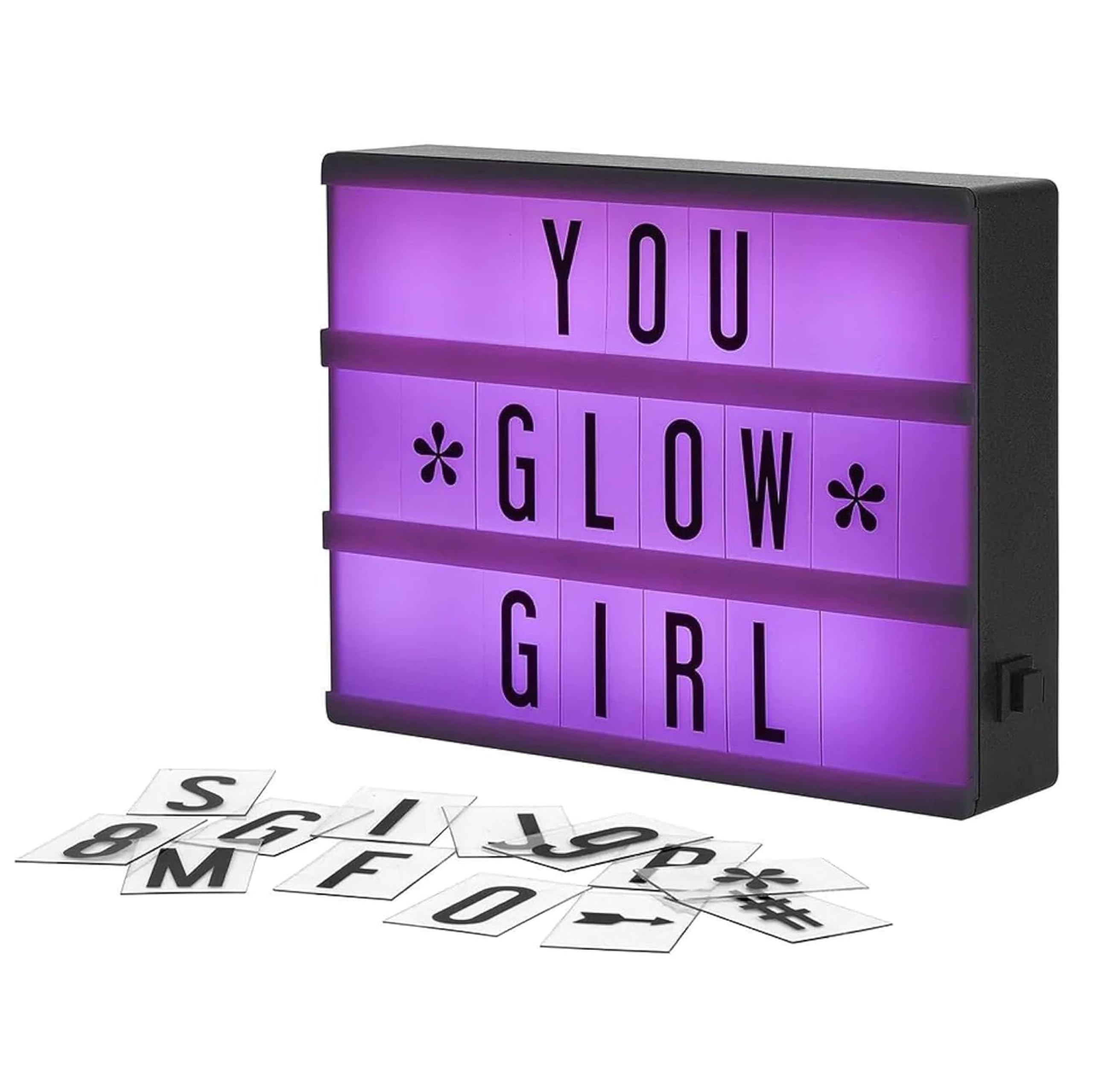 Photo 1 of My Cinema Lightbox - RGB Color Changing Cinema Light Box Sign with 100 LED Letters and Numbers - Personalized Neon Message Board, 7.8" x 5.9" Marquee Light Up Display for Home or Events
