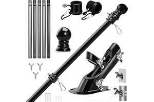 Flag Pole - Upgraded Bracket, 6 FT Stainless Steel Flag Poles for Outside House, Residential or Commerical, Tangle Free Flag 
