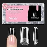Beetles Etch-X Medium Square Soft Gel Nail Tips, 576 Pcs 12 Sizes | Pre-Etched Full Cover False Nails for Easy Gel Extensions