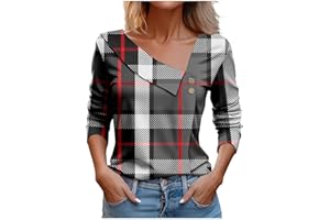 TANGNADE Women's Tunic Tops Henley Shirt V Neck Casual Loose Long Sleeve Blouse Shirt Tops Womens Spring Fashion 2024