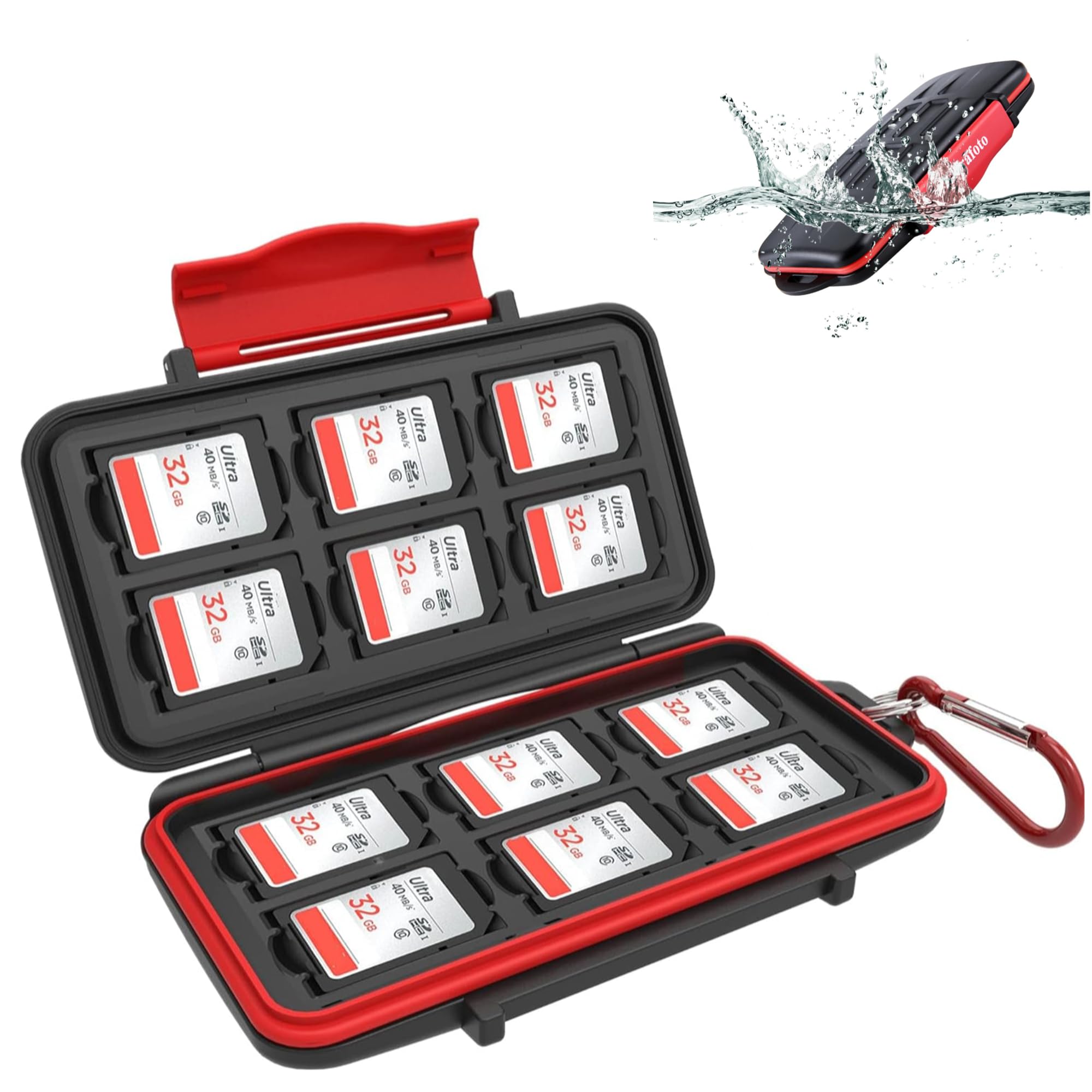 Kiorafoto 12 Slots SD Card Holder Professional Water-Resistant Anti-shock for SD SDHC SDXC Memory Card Case Holder Storage Box Wallet, Small and Portable