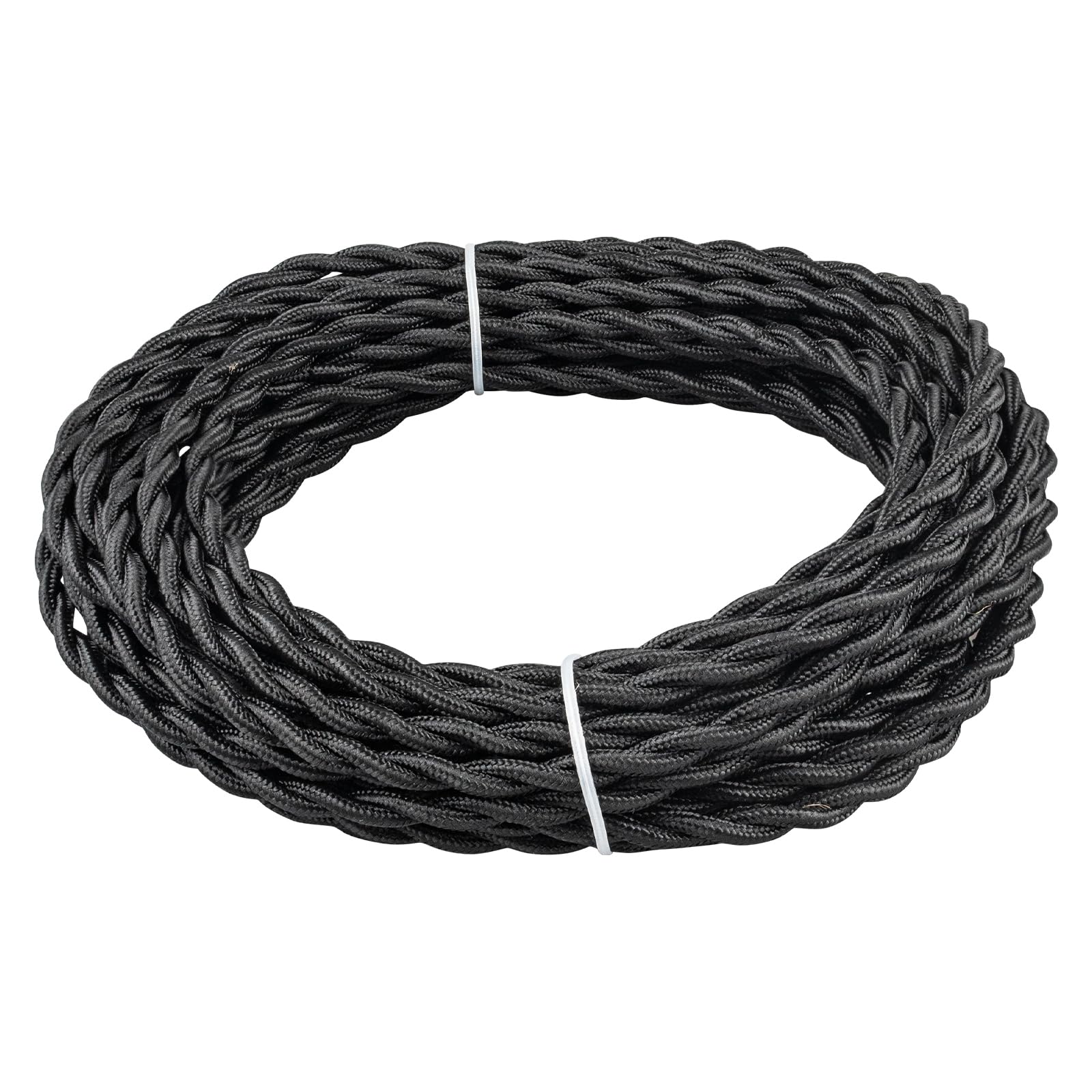 URCIANOW Black Braided Cable 10M 2x0.75mm Twisted Fabric Electrical Wire 18Gauge Vintage Braided light Flex Cable for DIY Lamps Industrial Pendant Lights Appliances