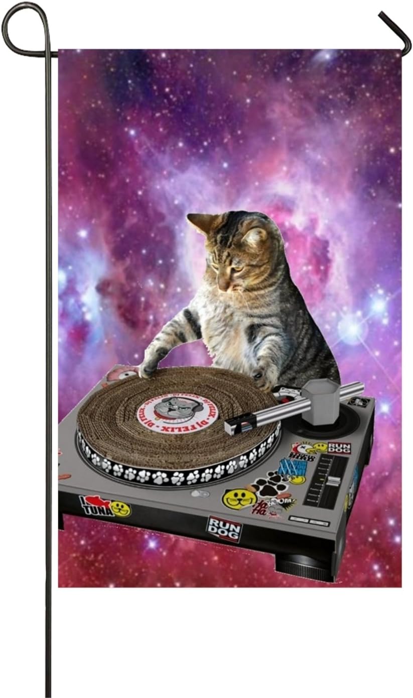 xasff galaxy cat wallpaper garden flag decorative welcome flag double sided premium banner amazon co uk garden outdoors amazon co uk