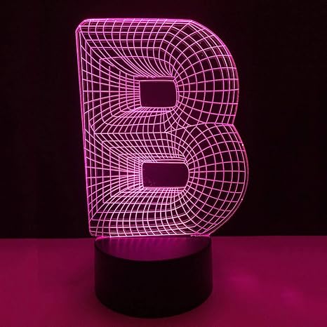 Ydwd7 Cambio De Color 3d Alfabeto Letra B Forma Lámpara De