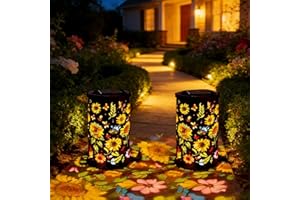 Colorful Sunflower Glow Solar Garden Lantern, Sunflower Glow Solar Garden Lantern, Waterproof Decorative Hanging, Metal Solar