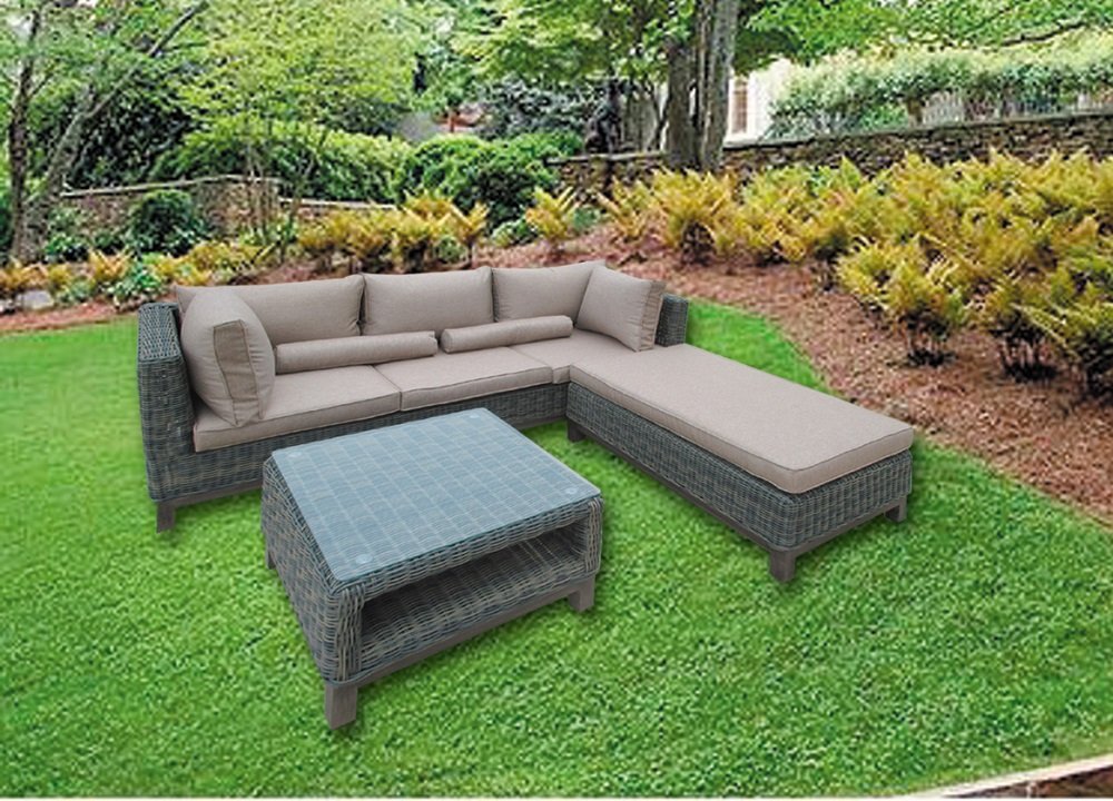 Wohnzimmer Tahiti 3PZ Polyrattan mit Kissen Möbel Outdoor Haus Garten