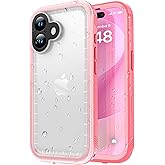 SPORTLINK for iPhone 17 Waterproof Case - Shockproof Dustproof Case with Built-in Screen Protector, Full Body Heavy Duty Sealed Protective Cover for iPhone 17 6.3" Pink/Frosted Clear