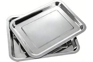 2Pcs Stainless Steel Baking Pan, （10.8 * 7.8 * 0.78 Inches） Rectangular Baking Tray, for Baking, Roasting & Serving, Dishwash