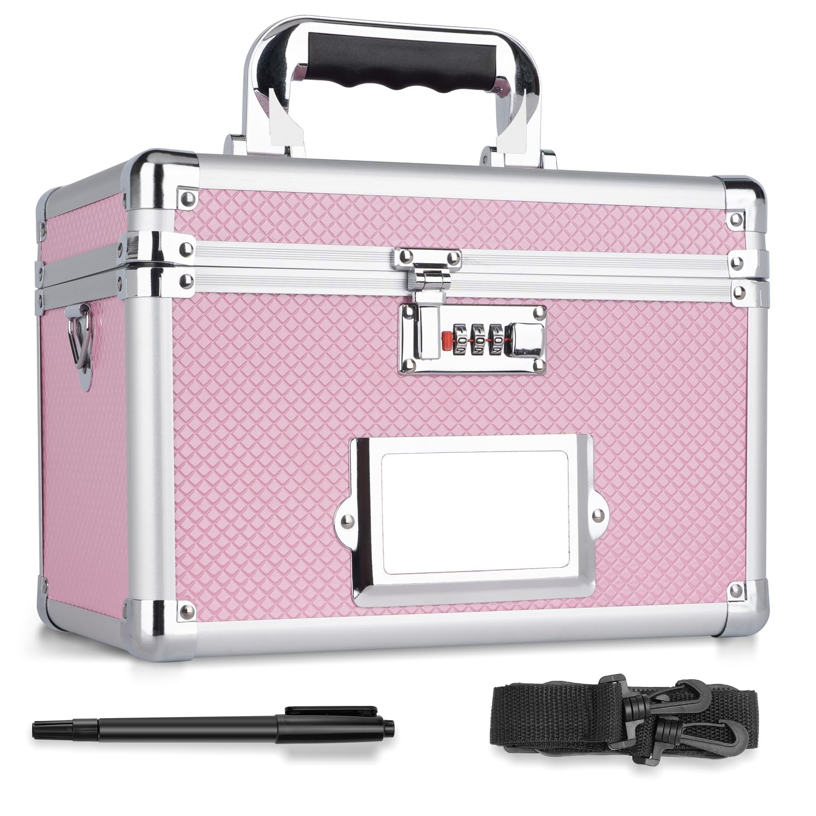 Photo 1 of ** SOLD AS IS NO REFUND/RETURN** SEE COMMENT!
LOCKCURX 11 x 7 x 8.3 Inch Lockable Storage Box with Combination Lock, Portable Safe for Documents, Medicine, Cash & Valuables, Medicine Lock Box with Label Slot for Home, Office & Travel - Pink