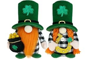 KnomeKo St Patricks Day Gnomes Decorations, Irish Leprechaun Buffalo Gnome Table Decor Saint Paddy's Day Gift Nisse Lucky Shamrock Decor Farmhouse St Patricks Tiered Tray Decor