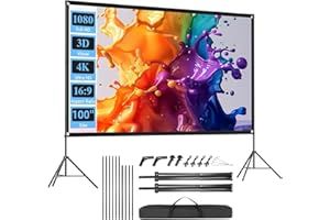 Outdoor Projector Screen with Stand, SCREENMAX 100 inch Foldable Projector Screens with Portable Carry Bag, 16:9 4k HD Rear Front Wrinkle-Free Projection Screen for Movie Night and Indoor Home Theater