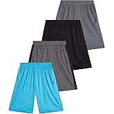 RBX Boys Athletic Shorts - 4 Pack Performance Fleece Mesh Boys Shorts for Running, Gym, Basketball and Sports (Sizes: 8-16)