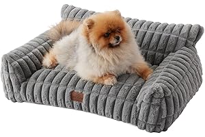 Joydeco Cat Couch for Pets, 30 inch Plush Pet Sofa, Cat Bed for Indoor Cats with Removable Washable Cover, Supportive Pet Sofa, Drak Grey