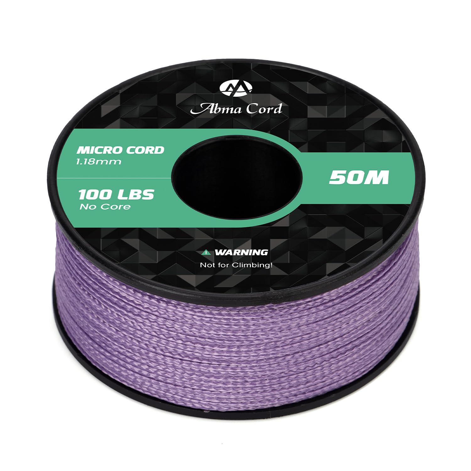 Abma Cord Micro Cord 1.18mm Paracord 50M Spool Utility Cord Braided Cord - Max. 45kg (100lbs) - Lilac