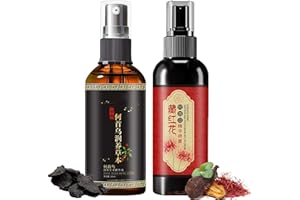 Saffron Hair Blackening Spray - Saffron Hair Spray, Natural Plant Saffron and Polygonum Multiflorum Essence Sprays, Strengthe