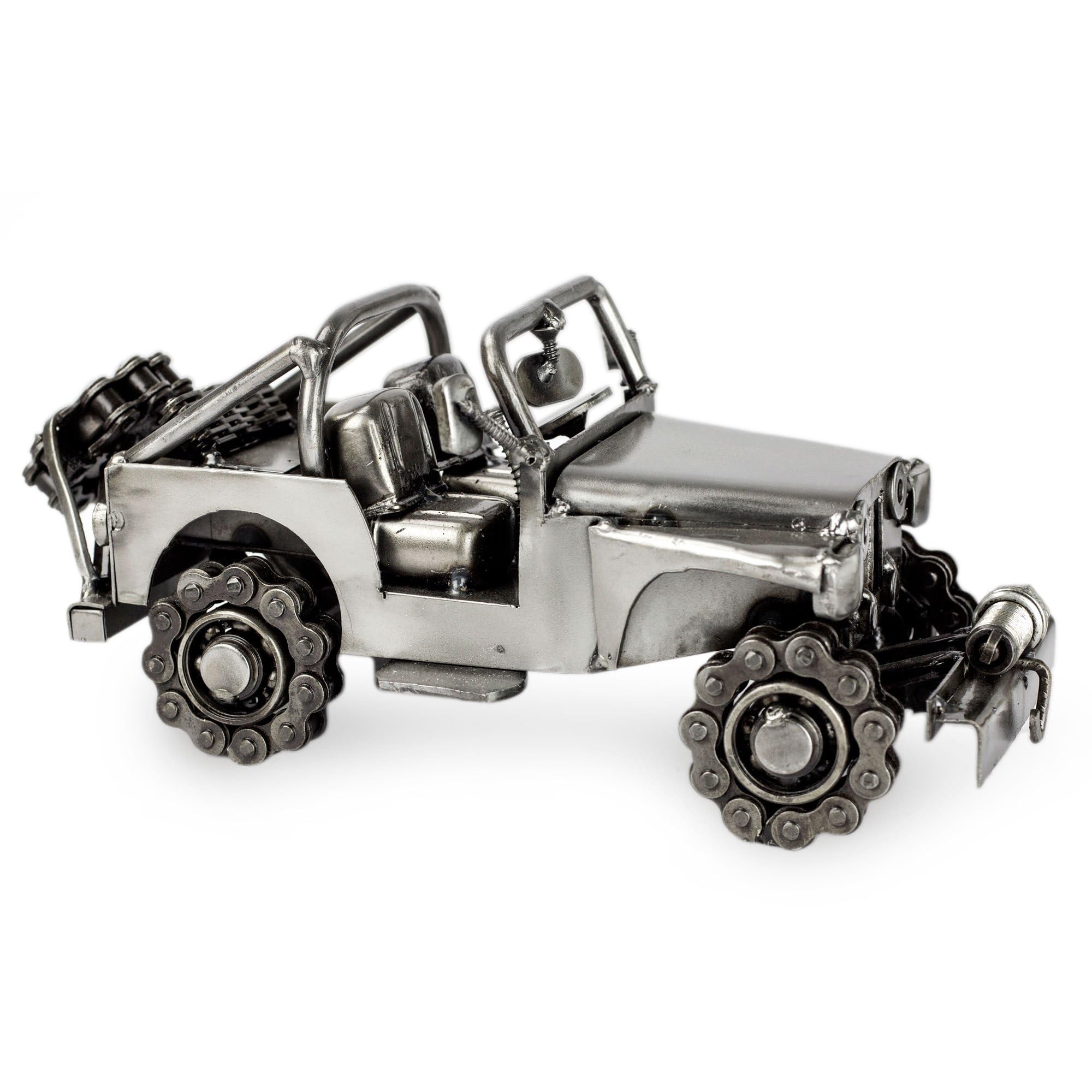 NOVICA Metallic Decorative Recycled Metal Sculpture, 5" Tall, 'Rustic Off-Road Jeep'