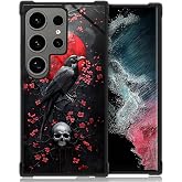 DAIZAG Case for Samsung Galaxy S24 Ultra,Four Corners Bumpers Anti-Slip Shock Absorbing Protective Case for Girls Boys-Full Moon Skull Blossom
