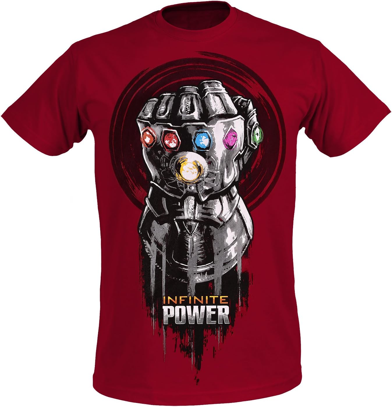 Avengers Mens T-Shirt Infinite Power Gauntlet Infinity War Marvel Cotton Red - M