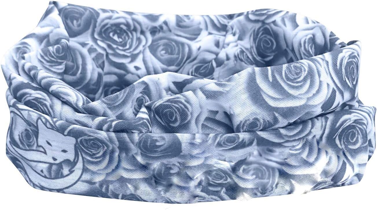 Arctic Aura Grey Roses Multifunctional Scarf - Ski Mask and Headband for Snowboarding, Hiking, Running, Camping Outdoor Sports