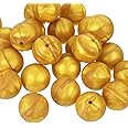 Uxcell 50Pcs 19mm Gold Round Silicone Loose Beads for DIY Jewelry Making