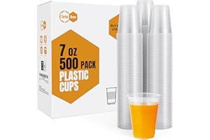 Turbo Bee 500 Pack 7oz Disposable Plastic Cups,Heat-Resistant & Food Safe Drinking Cups for Hot/Cold Beverages, Perfect for Schools, Offices, Events & Commercial Use