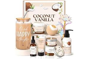 GIFTPEAK Spa Gift Baskets for Women, Vanilla Coconut Bath and Body Gifts Set for Women, Home Spa Self Care Gift, Relaxing Bath Set for Mom Wife Sister Friends Sister Girlfriend, Mother’s Day Thank You Gifts