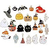 Honbay 23PCS Enamel Halloween Charms Pendant Alloy Witch Pumpkin Bats Ghost Hat Skull Broom Charms for Earring Necklace Bracelet Keychain Jewelry Craft Making (23 Style)