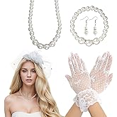 Heliltd 5Pcs Fascinators for Women Tea Party Fascinator Hat for Women Veil Tea Party Hats and Gloves Set