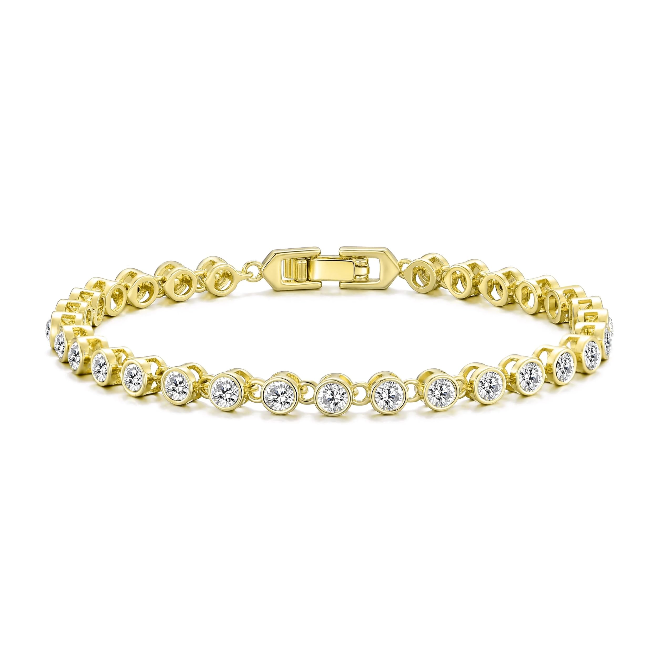 Philip Jones 18k Gold Plated Solitaire Bracelet Created with Zircondia® Crystals