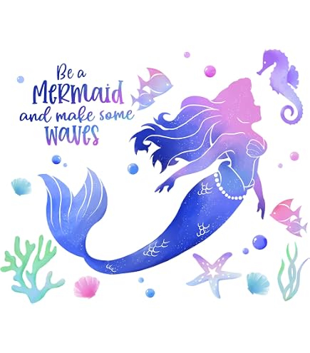 Ocean Wall Decals Yovkky Be A Mermaid Gradient Wall Decals Stickers ...