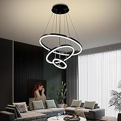 Viruhaka Modern LED Pendant Light, Black Circular