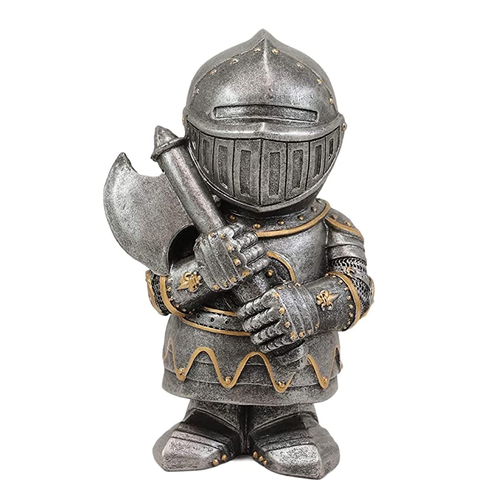 Lrxinki Knight Statue, Resin Medieval Knight Gnome Guard Gothic Garden Sculpture, Templar Figurine for Garden Protection
