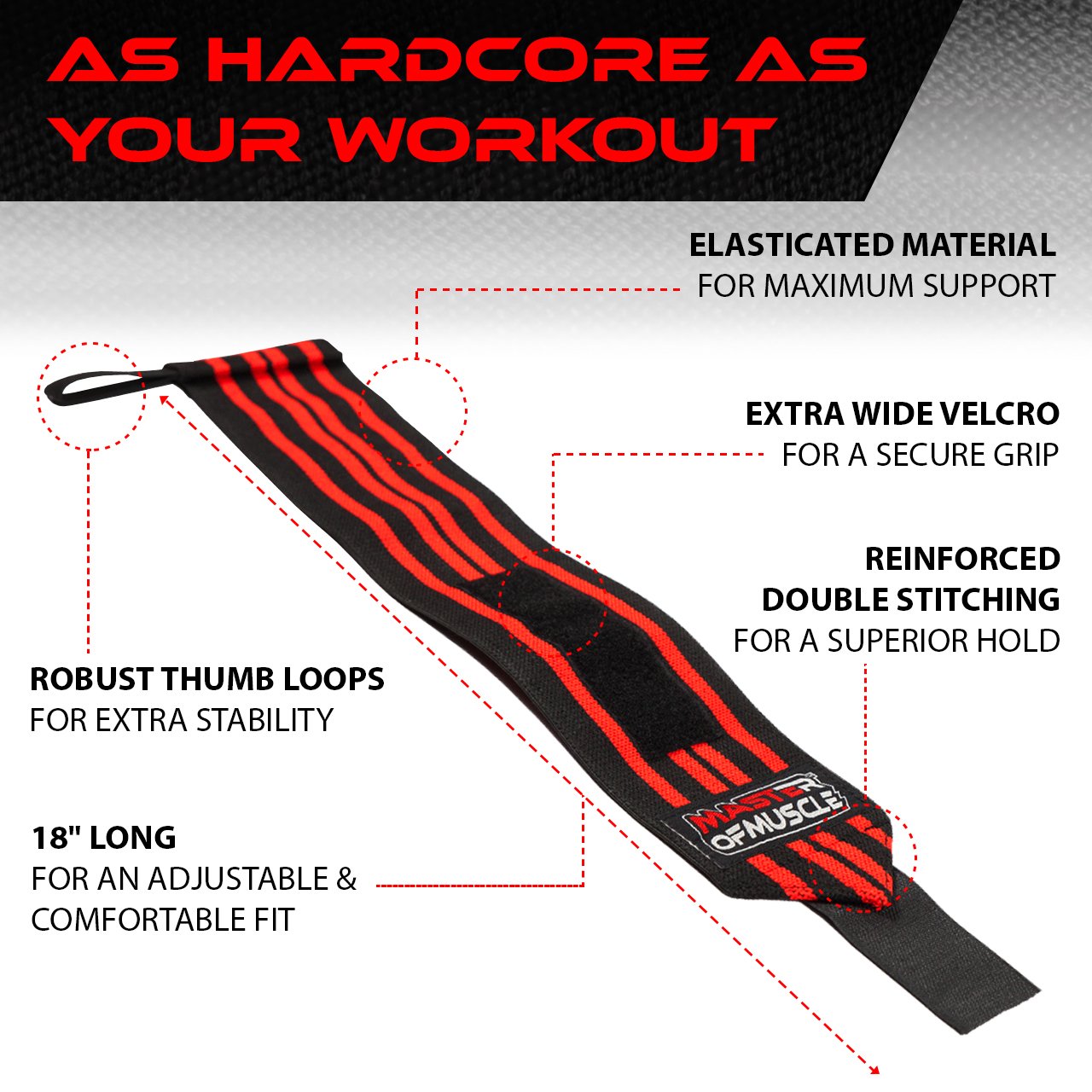 Wrist Wraps - Straps Your Wrists So You Can Smash Your Lifting Workout - Elastic Wrist Support For Weightlifting, BodyBuilding, Bench Press, Gym and More - For Women and Men - BONUS Powerlifting Guide