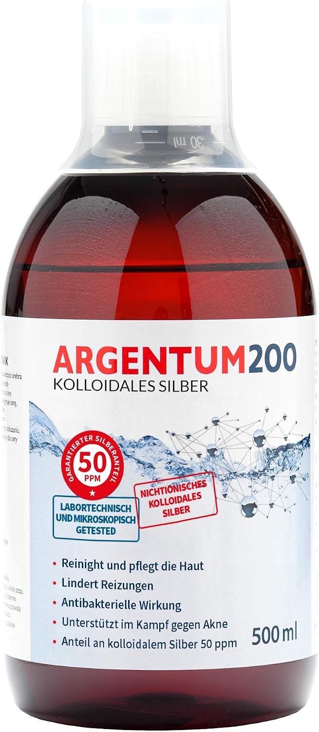 Argentum 200 Colloidal Silver Toner (50ppm) 500ml, Yellow5m, 500 ml (Pack of 1)