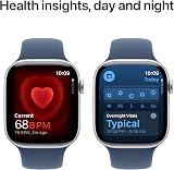 Apple Watch Series 10 GPS 46mm Silver Aluminium Denim Sport Band S/M view 5