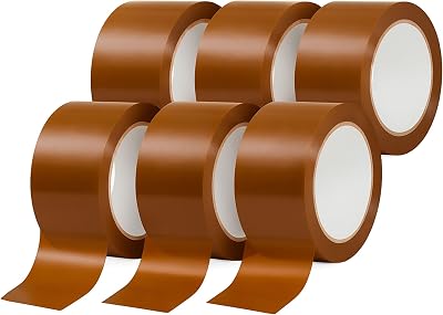 Cinta Adhesiva Marrón Universal 48 mm x 60 Metros - Pack 6 Unidades - Cinta de Embalar Cajas de Carton, Precinto Para Cajas Mudanza, Almacenamiento, Envíos y Transporte
