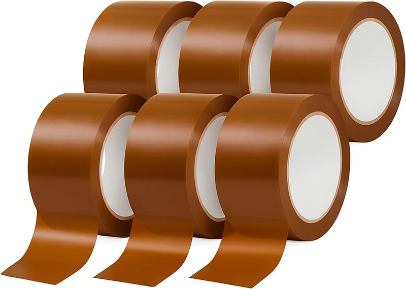 Fita adesiva castanha universal 48 mm x 60 metros - Embalar 6 unidades - Fita adesiva para caixas de cartão, vedação para transportar, armazenar, enviar e transportar caixas
