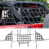 RT-TCZ Cargo Net, 3 Set Mesh Cargo Roof Net for Jeep Wrangler JK JKU 2007-2018 4 Door (Black)