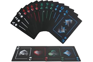 Joyoldelf Creative Playing Cards, Plastic PVC Waterproof Poker Deck of Cards with Black Backing in Box for Cardistry, Magic T