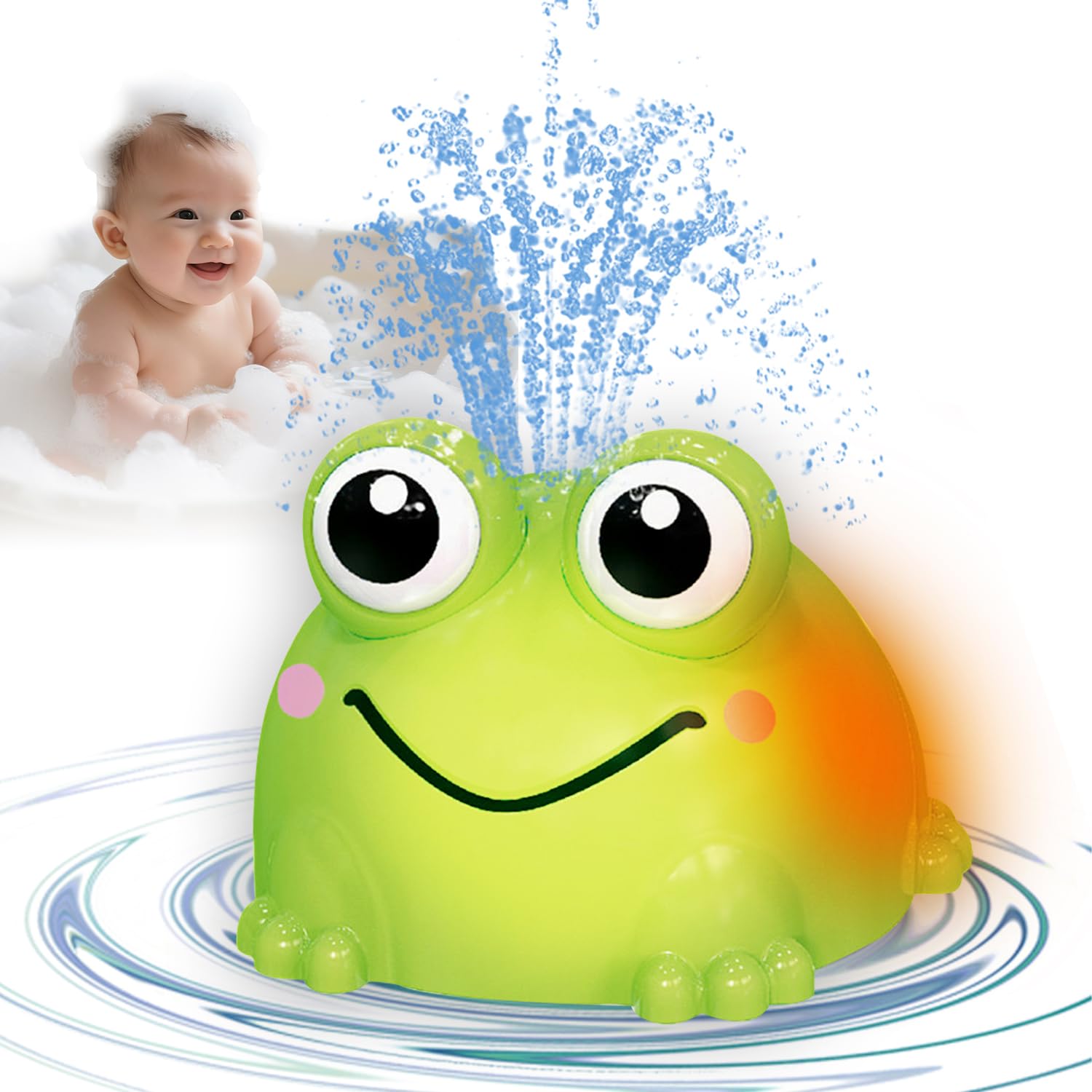 VViN Baby Bath Toys for 1 2 3 Year Old, Sensory Light Up Bath Toys, Frogs Induction Spray Water Toy, Water Play Toys Toddler, Baby Toys for Boys Girls Gifts